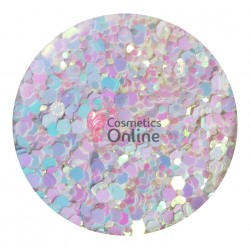 Decor pentru unghii NADP045PP Decoratiuni paiete Albe cu reflexii Pink LR32 - Hexagonale